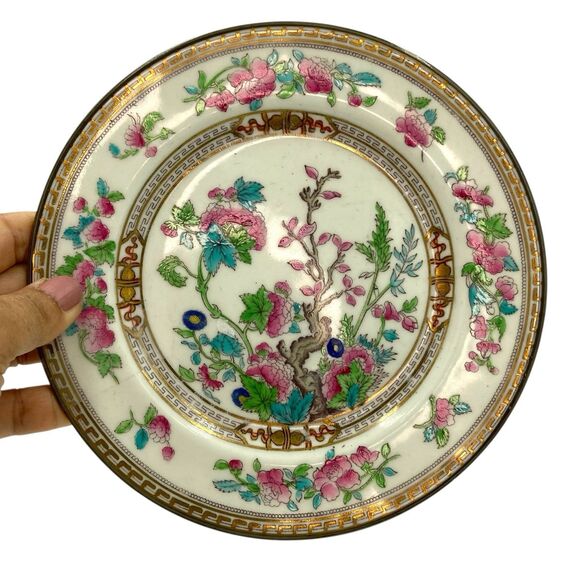 Royal Doulton Dinnerware Dresden Indian Tree Dessert Plate 7” Gold Pink S&G Gump - Picture 1 of 8